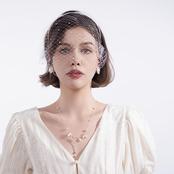 5263 Mesh Veil Headband 1920s Headpiece For Women Tea Party Bridal